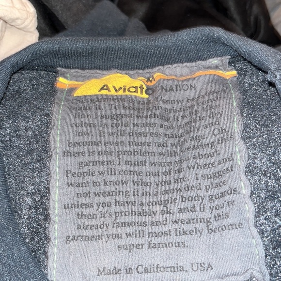 Aviator nation navy sweatshirt w/ pink bolt and stripe design on arm GUC beachy - Picture 11 of 12